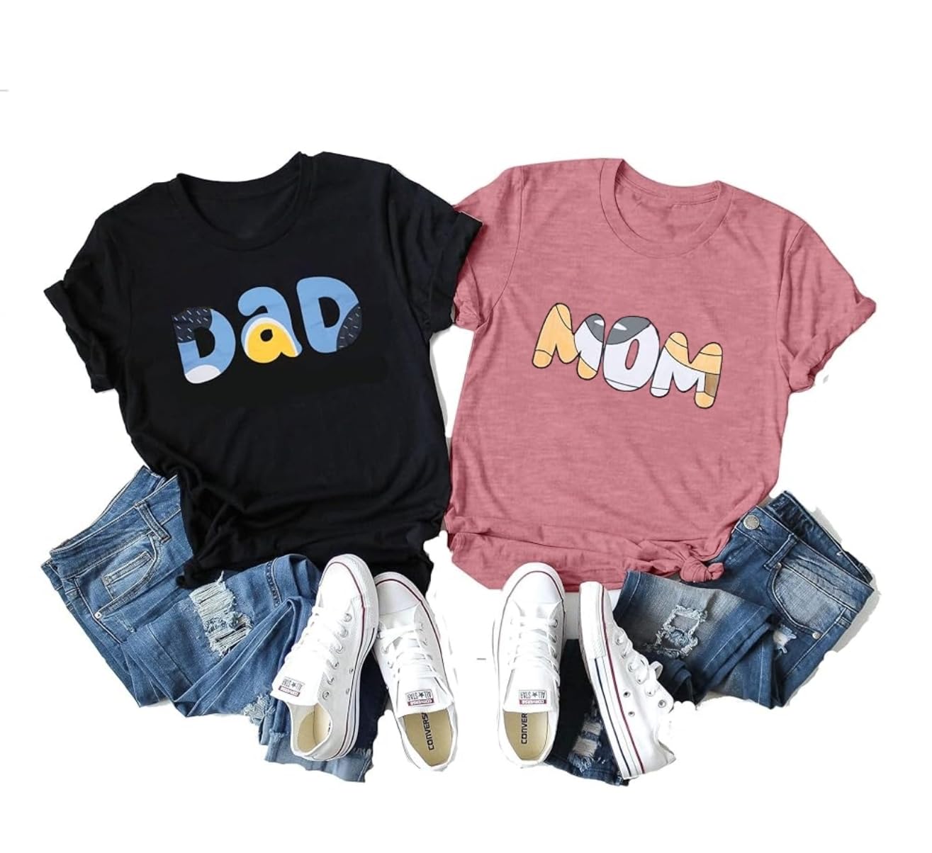 Photo 1 of (ONLY DAD SHIRT) JINTING Dog Mom Shirt Mom and Dad Shirts Couple Outfit T-Shirt Casual Letter Graphic Top Tees