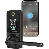 Lockly Secure Pro Latest Smart Lock with Handle - AI Biometric Fingerprint | Anti-Peep PIN Genie Keypad, Built-in Wi-Fi Keyless Entry Door Lock, App Remote Control, Works with Alexa &amp; Google Assistant