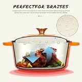 Overmont 26cm Enamelled Cast Iron Round Casserole Pot with Lid & Potholders view 4