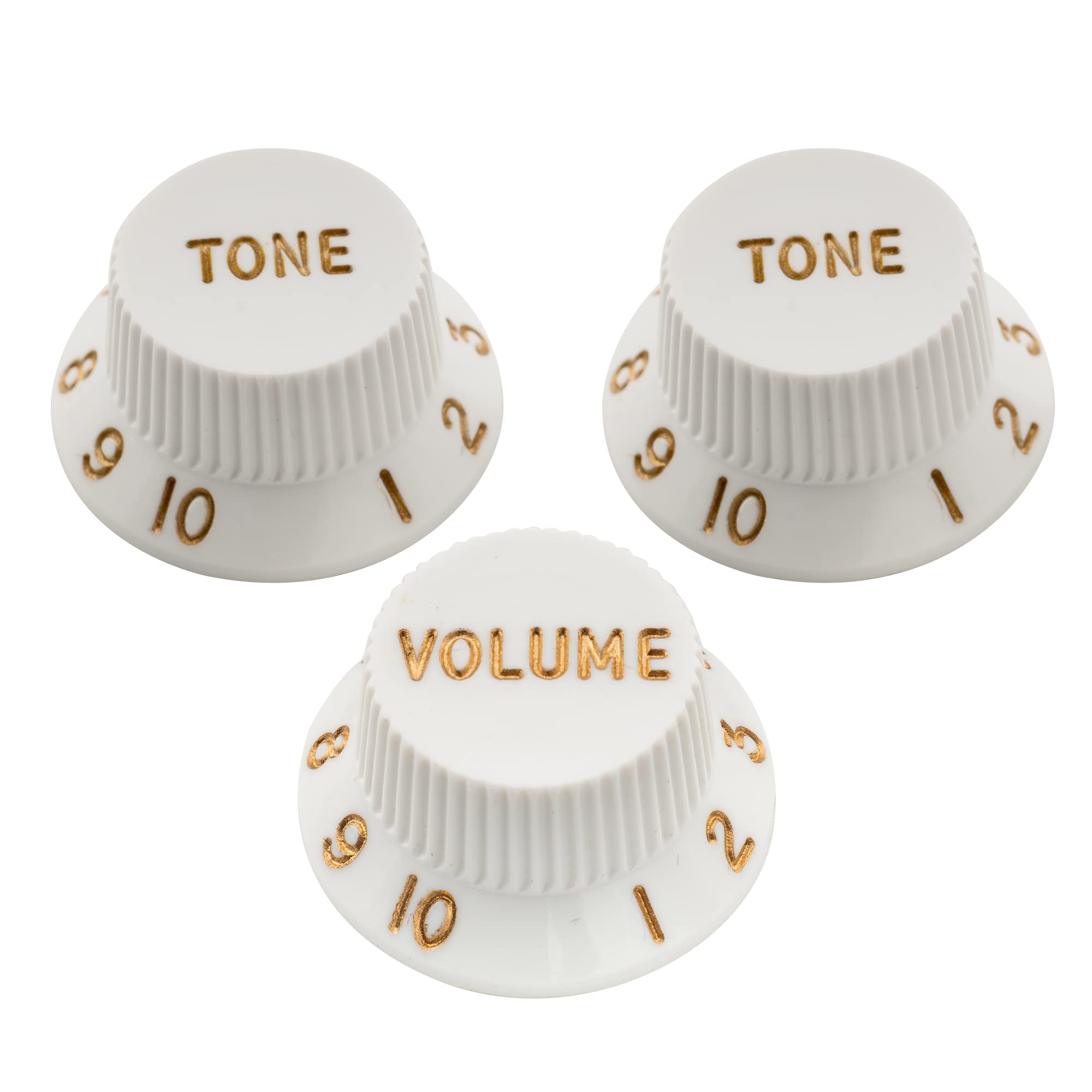 Musiclily Ultra Universal Fitting Size Strat Knobs 2 Tone 1 Volume Set for Fender Stratocaster ST Style Electric Guitar, White