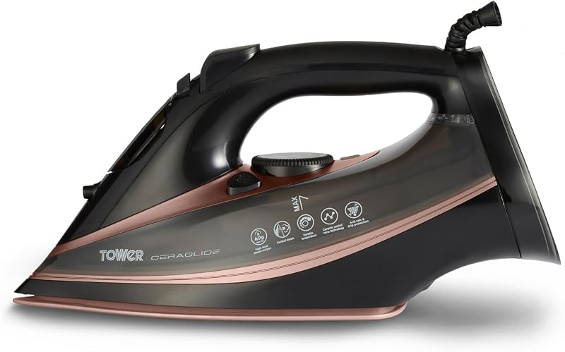 Tower Ceraglide Ultra Speed Iron 3100W Ceramic Soleplate Black Rose Gold