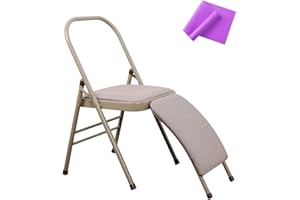 INNOLIFE Yoga Auxiliary Chair with Lumbar Back Support Foldable Balance Training with Purple Yoga Resistance Band