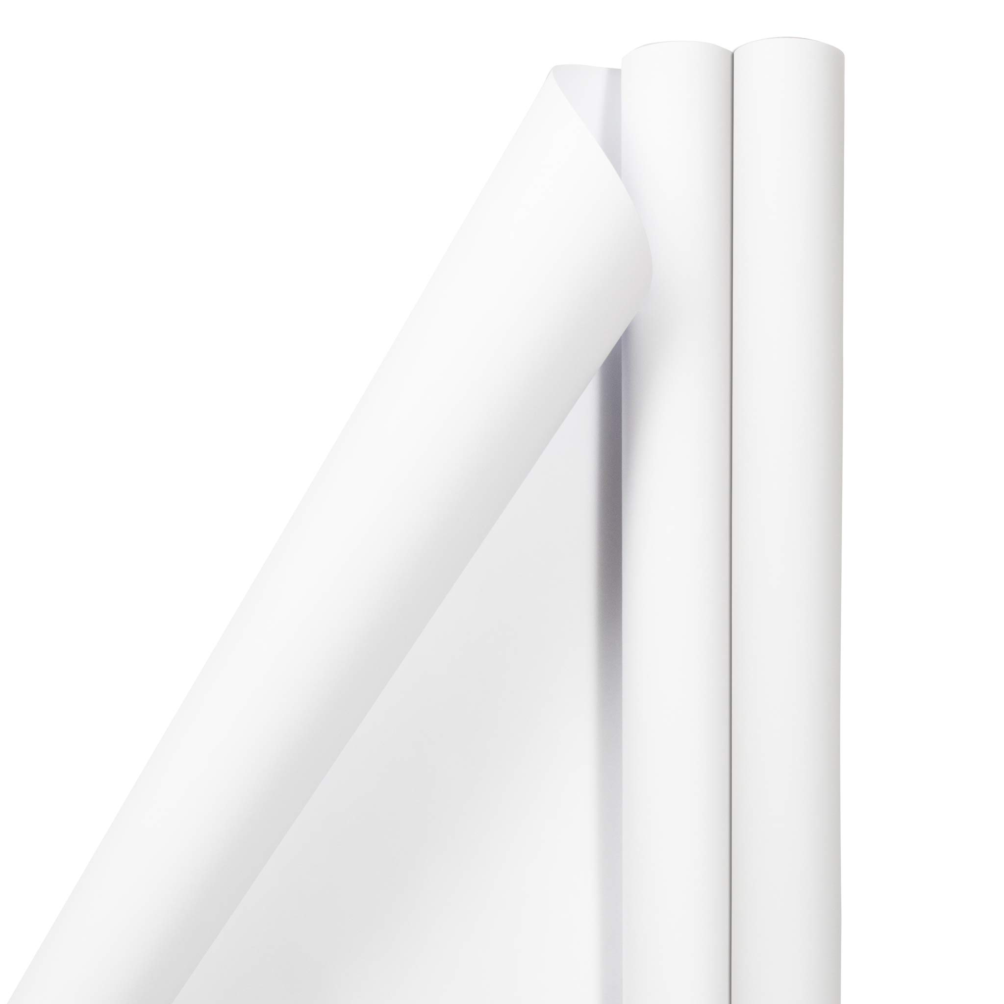 JAM PAPER Gift Wrap - Matte Wrapping Paper - 2.32 Sq M - Matte White - 2/Pack
