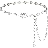 WELROG Metal Waist Chain Belt for Women - Pearls Gold Silver Chain Belts for Dresses Jeans