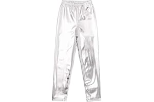 DRHOM Kids Girls Boys Shiny Metallic Dance Tights Pants Jazz Hip Hop Dancing Street Athletic Leggings Dancewear