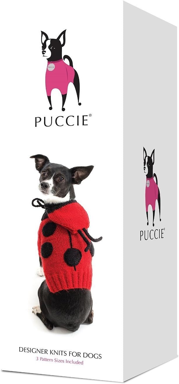 Puccie® Designer Dog Coat Knitting Kit Includes: Knitting Pattern, Knitting Needles, Dog Tag and Yarn) (Ladybug Jumper )