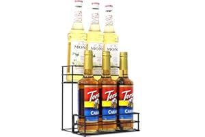 XG Glitter Coffee Syrup Rack & Stand, Compatible with Torani & MoninSyrup Bottles, 2-Tier Organizer for Coffee Bar, Kitchen, Countertop & Home Display(6 bottles) (10.2" D x 4.3" W x 10" H)