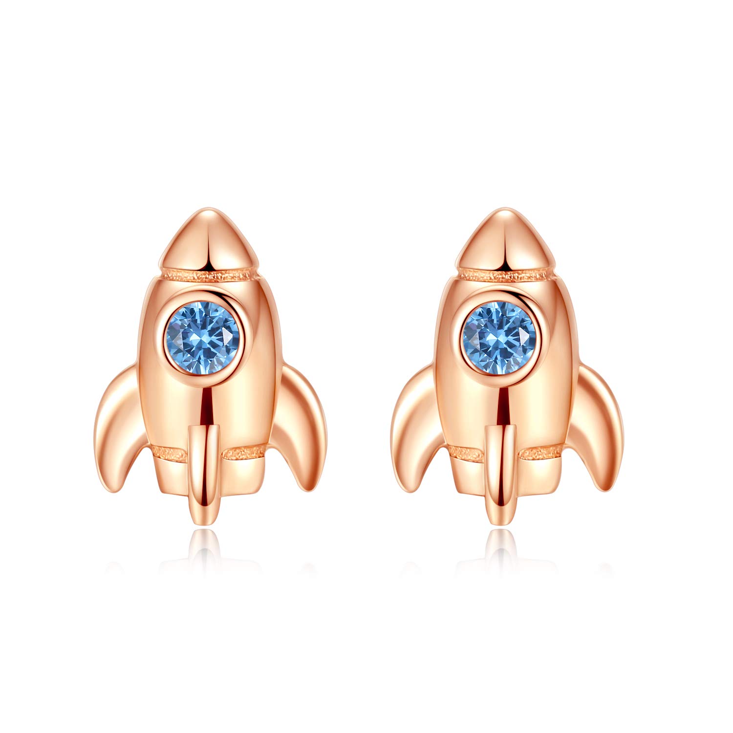 VIKI LYNN women Girls 925 Sterling Silver CZ Spaceship Rocket Earrings