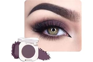 HHLTOH Eggplant Purple Single Matte Eyeshadow Makeup, Neutral Powde Eye Shadow for Women, Deep Dark Mauve Plum Purple Matte Singles Eyeshadow Palette Pigmented Waterproof, Girls Eyeshadows Gift 15