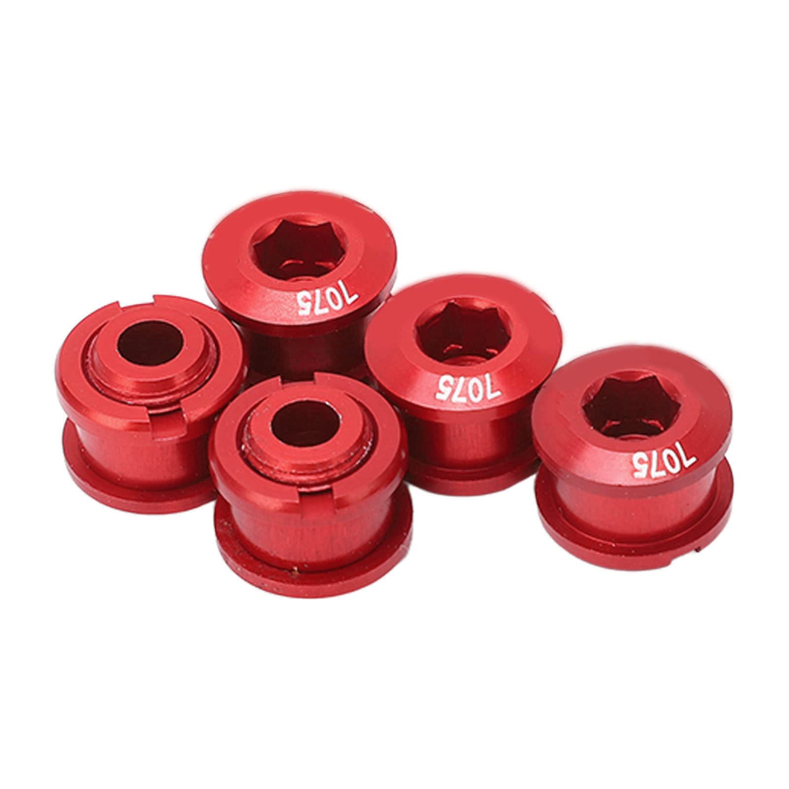 5Pcs Bicycle Chainring Bolts Aluminum Alloy Double Chainring Bolts for Road MTB Bicycle Crankset(Red)