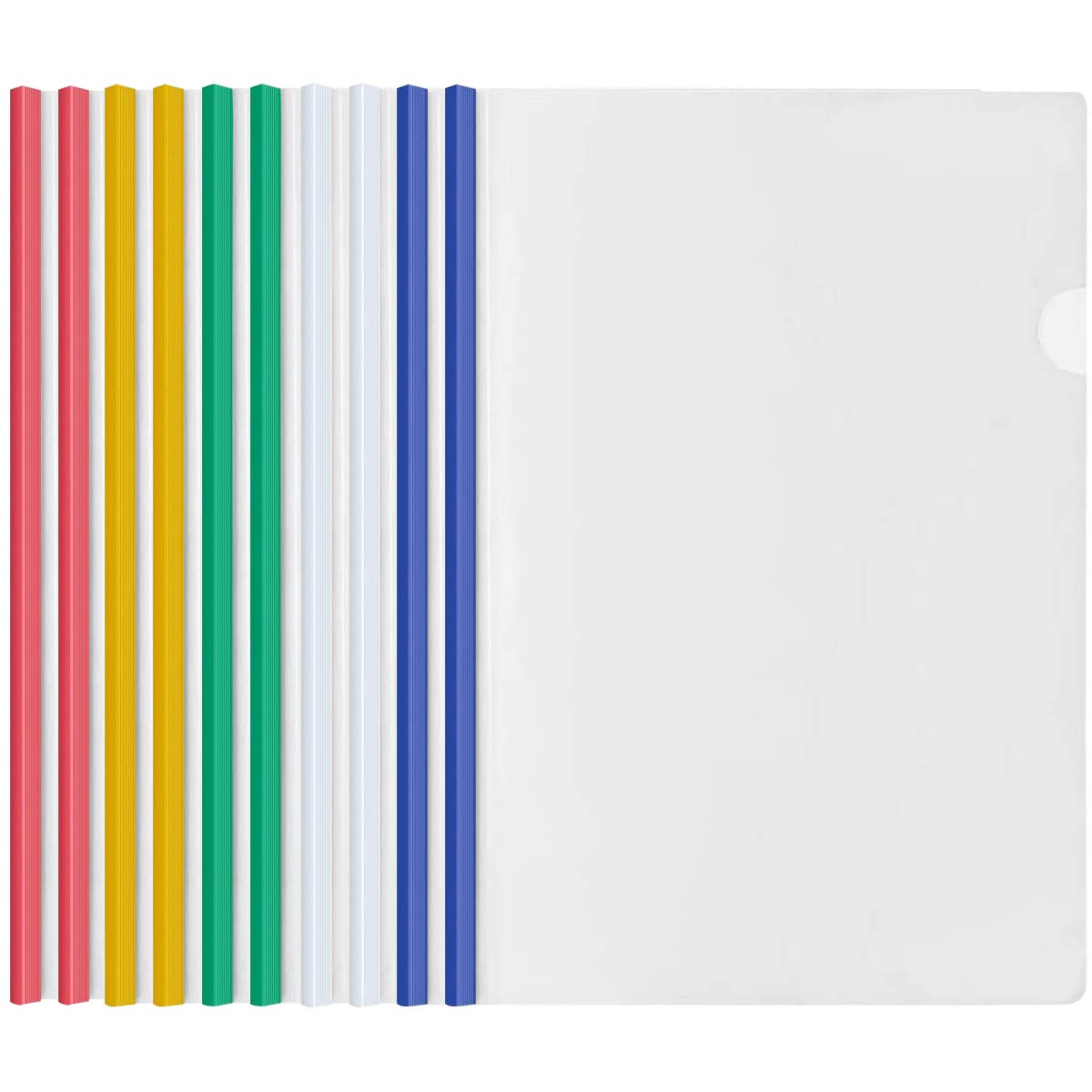 10 Pcs Clear A4 Slide Binder Folders, Plastic Report Covers File Folder with Sliding Bar, Project Presentation Covers, Sliding Bar Binder for Home School Office Documents Classification (5 Colors)
