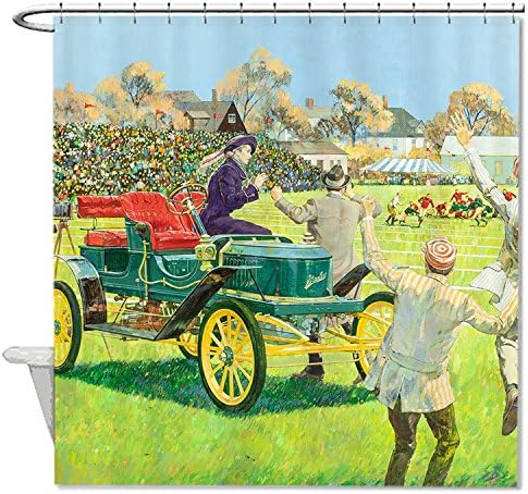 TrUiuiui Mildew Resistant Fabric Vintage Stanley Steamer Polyester Waterproof Shower Curtain 66" X 72"
