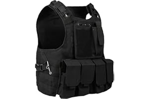 PPGAREGO Tactical Airsoft Paintball Vest | Outdoor Equipment For Men | With Adjustable Buckles Molle System Detachable Hanging Bag | Fit CS Tactical Game Cosplay