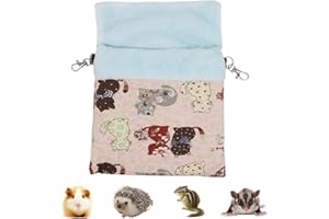 Litewoo Sugar Gliders Sleeping Pouch Bag Small Pet Cotton Hanging Warm Comfortable Nest Bed for Small Animals Squirrels Marmosets Rats Hamster (LARGR,Pink Cat) …