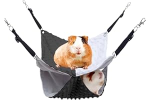 BESNEW Enlarged Guinea Pig Hammock,Guinea Pig Cage Accessories 2 Tier Soft Ferret Rat Hanging Hammock for Small Animals Hiding Sleeping,Adjustable Length 13.8x13.8 in