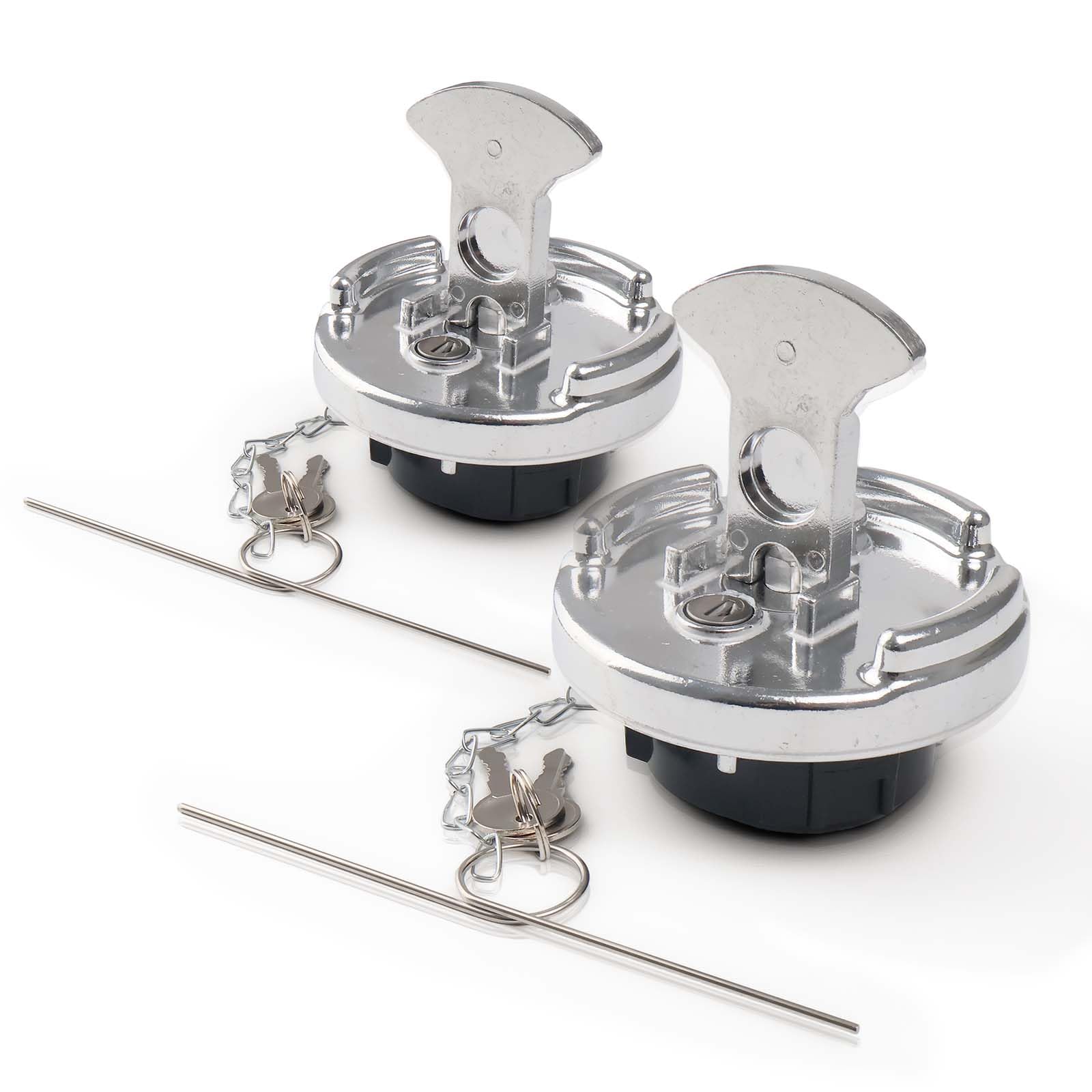 Photo 1 of 2PCS 11-04859-200 Locking Fuel Cap w/2 Key Fit for Peterbilt 330 to 587 Semi Trucks 1972-2017 4In Lever Style Aluminum Diesel Fuel Tank Cap Lock Replaces# 1104859200 600212 Lock Gas Cap