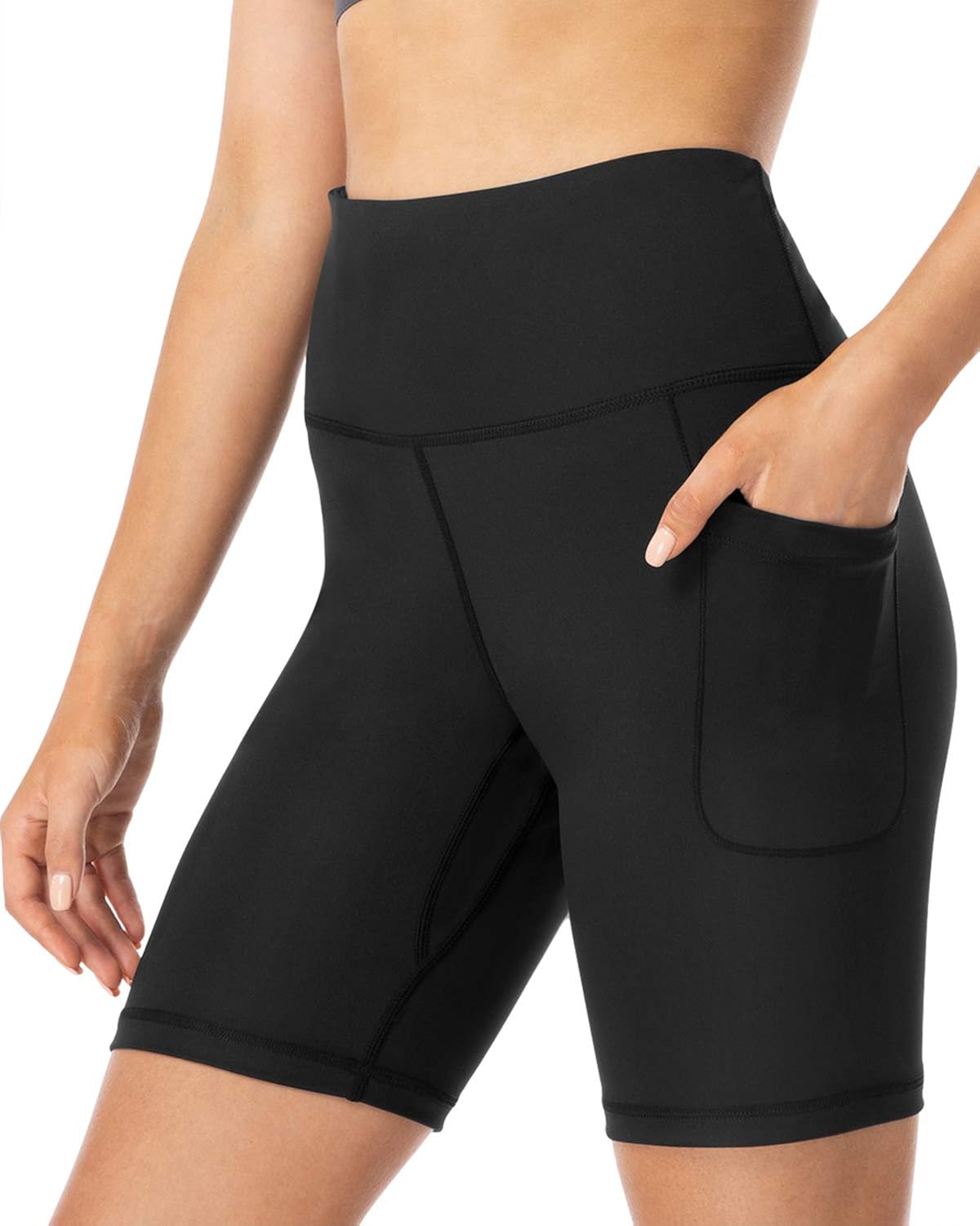 FETY Women's High Waist Yoga Shorts Biker Workout Shorts Running Athletic Short with 2 Pockets Tommy Control