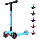 Allek Kick Scooter B02, Lean 'N Glide Scooter with Extra Wide PU Light-Up Wheels and 4 Adjustable Heights for Children from 3-12yrs (Aqua Blue)