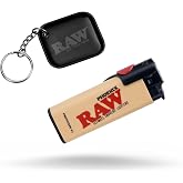 RAW Phoenix Classic Lighter - Refillable with Built-in Poker - Wind-Resistant - No Gas or Fuel Included + Exclusive for ESD Mini Black Rolling Tray Keychain - No Gas Included