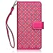 iPhone 6S Plus Case, Terrapin [Pink] [Etched Floral Pattern] Textured PU Leather Wallet Case with Card Slots ID Window Cash Compartment and Detachable Wrist Strap Case for iPhone 6 Plus / 6S Plus - Pink