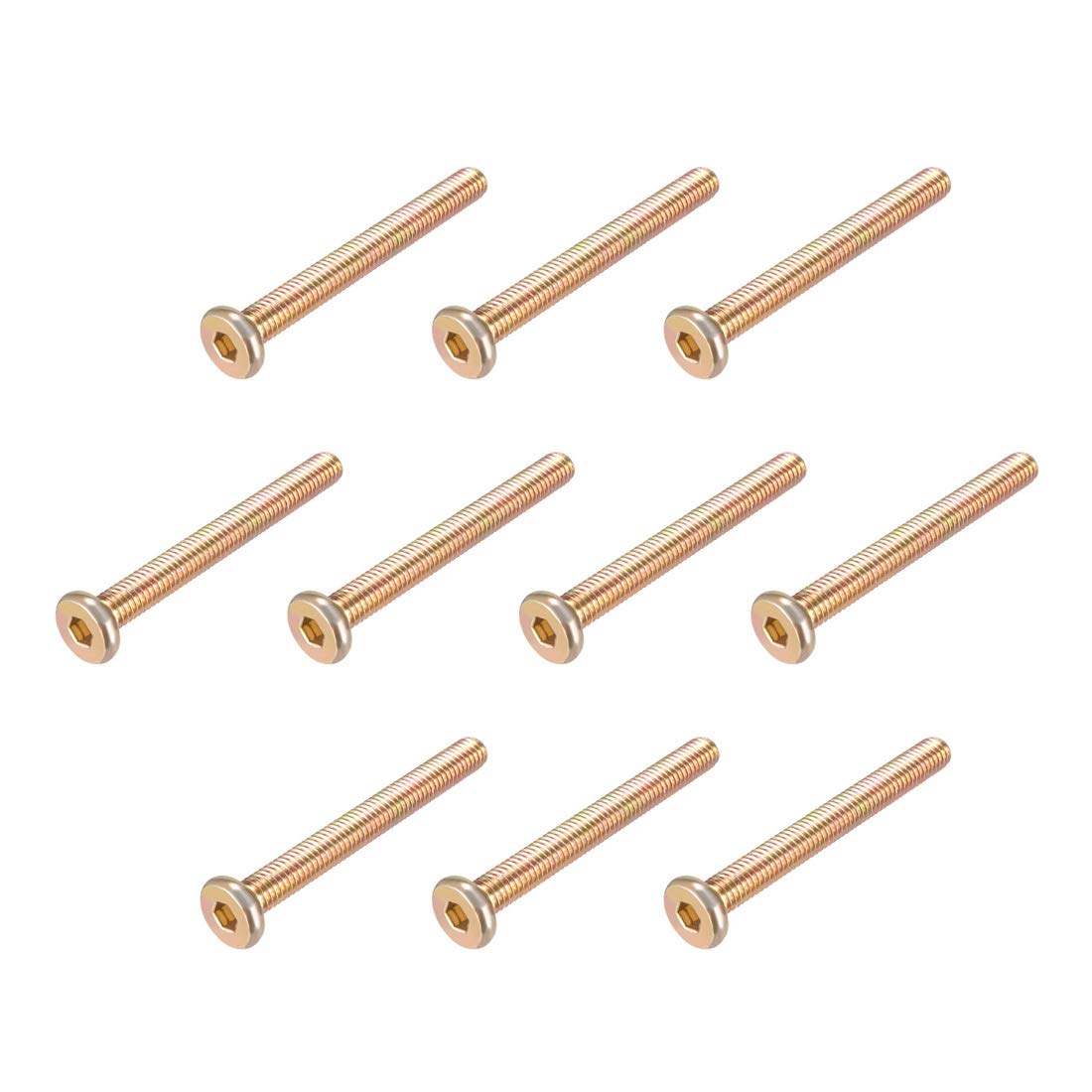 sourcing map M6x55mm Furniture Screw Hex Socket Machine Screws Zinc Plated Fasteners Bolts Full Thread Carbon Steel 20Pcs