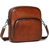 COOLCY Genuine Leather Crossbody Bags for Women Purses and Handbags Vintage Shoulder Satchel Bag with 2 Adjustable Straps