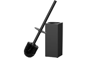 FORIOUS Toilet Brush and Holder Set, Heavy Duty 304 Stainless Steel Base, Toilet Brushes with Long Handle for Bathroom, Deep 