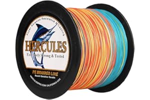 HERCULES Cost-Effective Super Cast 8 Strands Braided Fishing Line 10LB to 300LB Test for Salt-Water,109/328/547/1094 Yards(100M/300M/500M/1000M),Diam.#0.12MM-1.2MM,Hi-Grade Performance,Variety Colors
