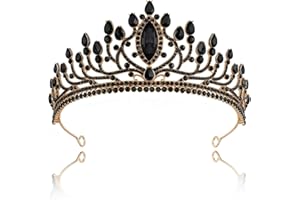 TODDER Black and Gold Gothic Crown, Halloween Crown Black Swan Tiara for Women and Girls Gothic Tiara for Halloween Wedding Birthday Party Cosplay