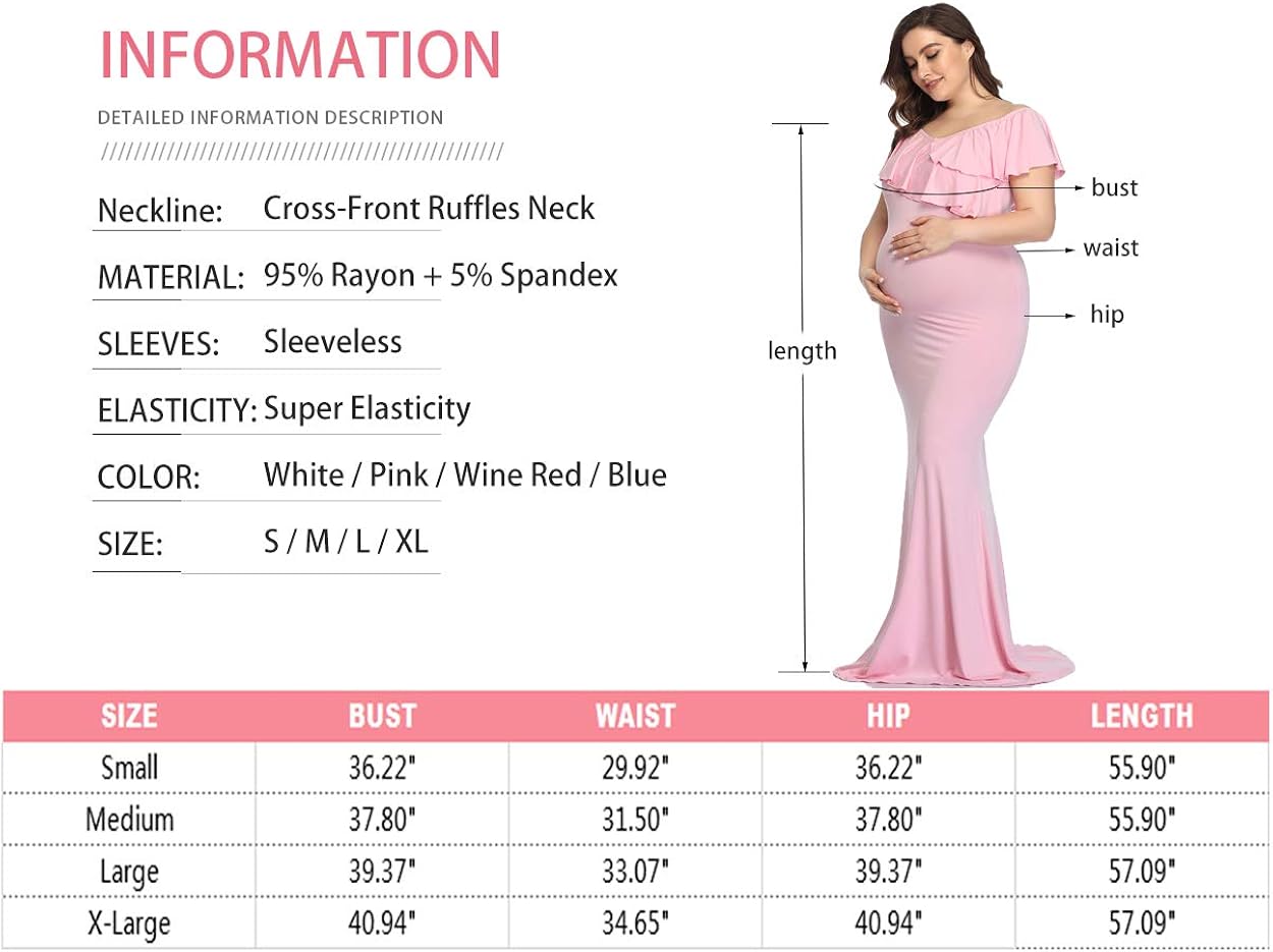 Maternity Dress for Photography Off Shoulder Long Sleeve Chiffon Gown Split Front Maxi Pregnancy Dresses for Photoshoot at  Women’s Clothing store