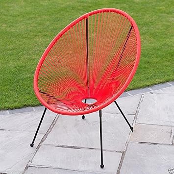 New Funky Modern String Moon Chair With Steel Tube Frame Legs Red Amazon Co Uk Garden Outdoors