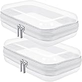 2 PCS Clear Hard Shell Zipper Cases Plastic Pouch Transparent Hard Case Makeup Bag Portable Travel Organizer Bin Pencil Pouches Toy Storage Bag for Storing Snacks Makeup Tools Travel Office Home