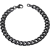 U7 Link Bracelets for Men, Cuban Link/Rope/Watch Band Solid Bracelet, Silver Black Gold Color Wrist Bracelet 3/6/9/12/15mm Width, 6.5/7.5/8.3 Inch Length, Hand Chain Jewelry for Mens Women