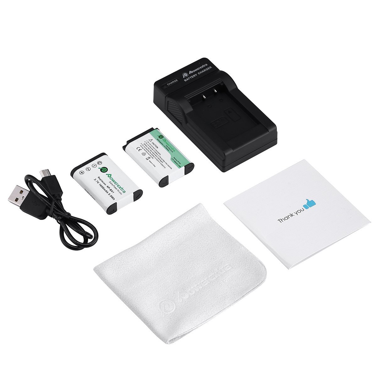 Powerextra 2 Pack Reemplazo Sony NP-BX1 Batería Li-ion con Cargador para Sony NP-BX1 / M8 y Sony Cyber-shot DSC-RX100, DSC-RX100 II, DSC-RX100 III, DSC-RX100 V, DSC-RX100 IV, HDR-CX405