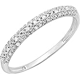 Dazzlingrock Collection 0.10 Cttw Round White Diamond Womens Anniversary Stackable Wedding Band 1/10 CT, 10K Solid Gold