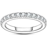 Gobaalele Cubic Zirconia Eternity Band Ring Round Cut/Cushion Cut 5A Grade D Color Simulant Diamond CZ Wedding Band Promise Anniversary Ring for Women