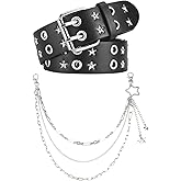 Double Grommet Studded Star Belt ,Y2k Belts EMO Goth Fits waist within 39in | Fits waist within 39in