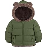 ADUKIDE Toddler Puffer Jacket with Bear Ear Kids Boys Hooded Fleece Coat Size 6M-5T