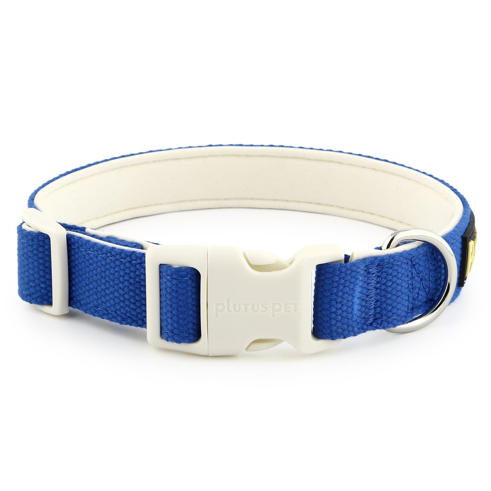 Plutus Pet Cotton Dog Collar, Heavy Duty Collar with Soft Padding, Adjustable and Comfortable for Small Medium and Large Dogs, Royal Blue, M