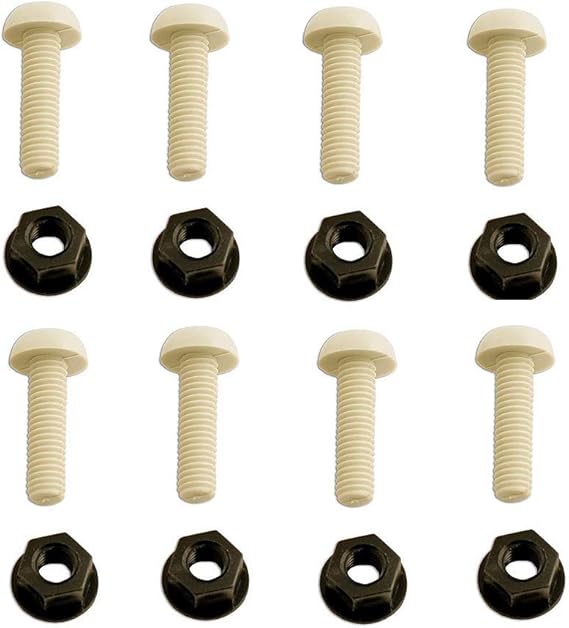 White Plastic Number Plate Screws & Black Nuts Nylon Nuts & Bolts