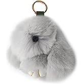 jtkdxqs Mini Bunny Keychain Artificial Rabbit Fur Plush Fluffy Key Ring Car charm for Women