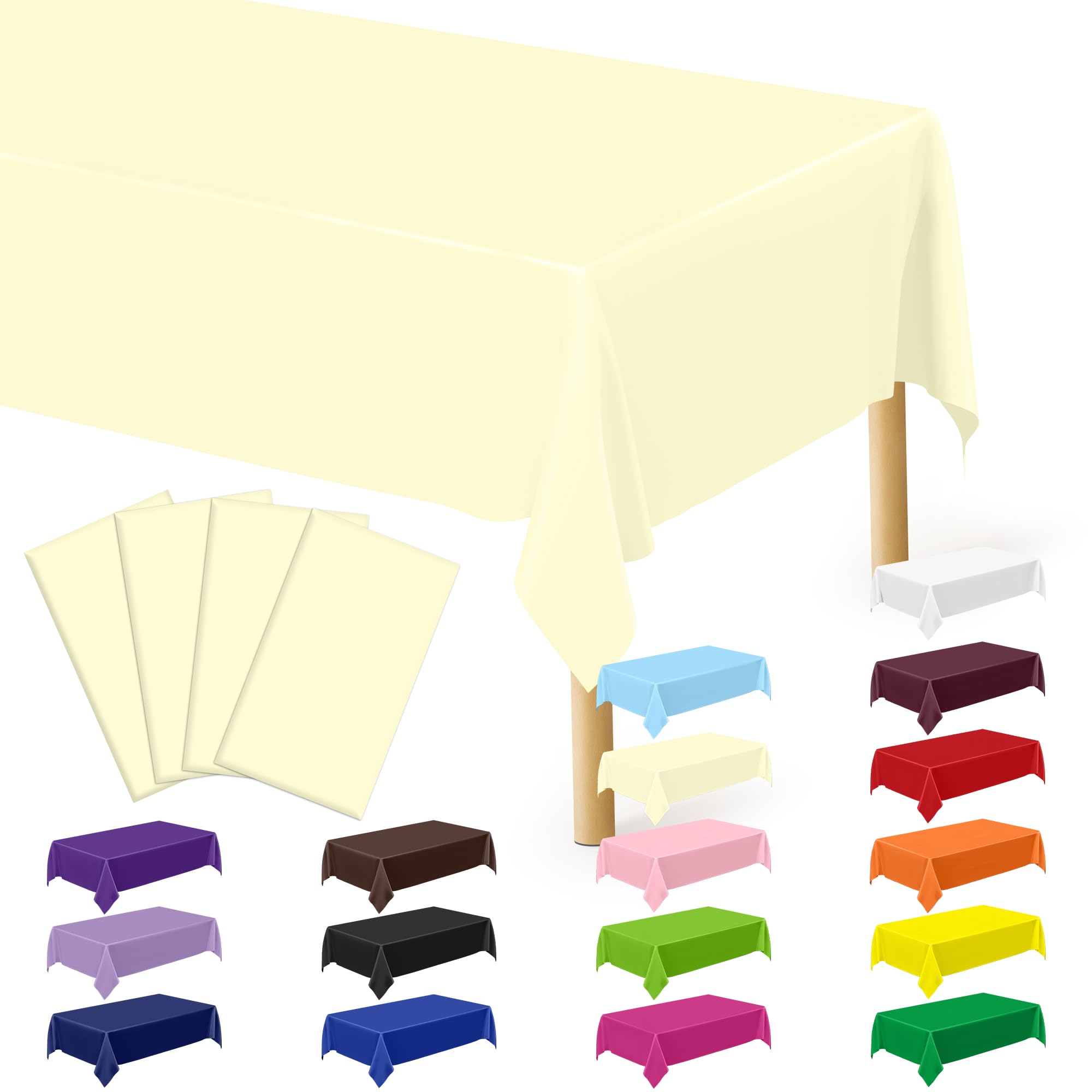 Photo 1 of ***STOCK IMAGE FOR REFERENCE***
QZYL 4 PCS Picnic Table Cover, 54 x 108 Inches Plastic Disposable Tablecloth, Ivory Smooth Rectangle Tablecloth, Indoor or Outdoor Parties Birthdays Wedding Decor, Leakproof and Waterproof