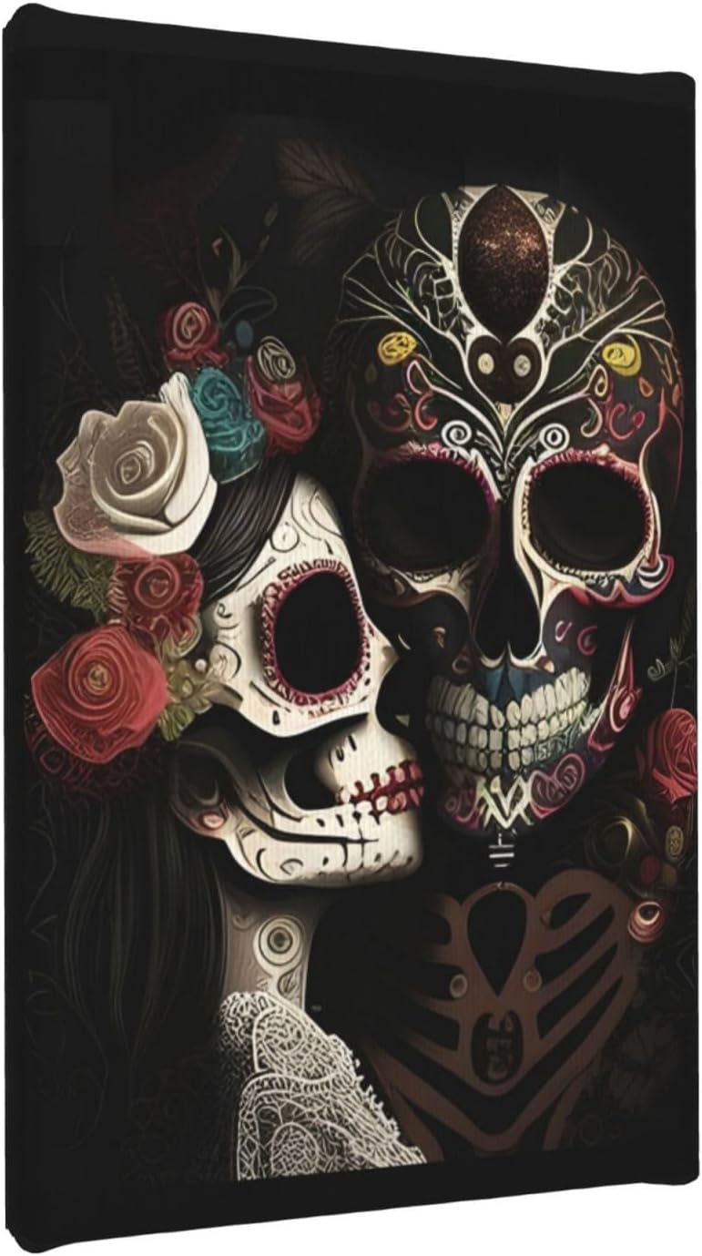 Paintings - Day Of The Dead Sugar Skull Lovers Wall Art Canvas Painting Abstract Art Paintings Modern Artwork Decor For Living Room Bedroom Kitchen,Painting Without Frame 24x36 Inch