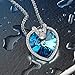 Pealrich Love Heart Fashion Pendant Necklace with Swarovski Crystal, for Women (Blue)