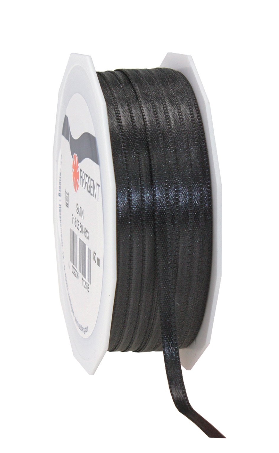 C.E. Pattberg SATIN black gift ribbon, 55 yards for Wrapping Gifts, 0.24 inches width, Ribbon for Decorating & Crafting, Decorative Ribbon for Gifts, for every occasion