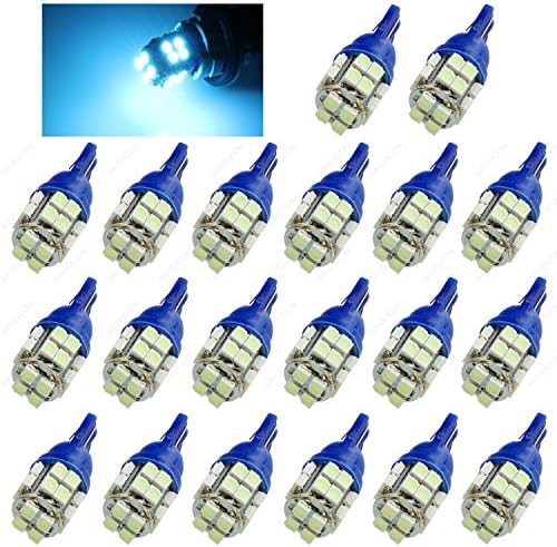 SAWE - T10 20SMD 3528 Ligths Bulbs 194 168 W5W LED Side Wedge Interior Car Light (20 pieces) (Ice Blue)