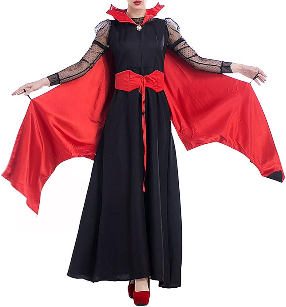 BOZEVON Costume Donna Halloween Vampira Mantello Strega vampiressa