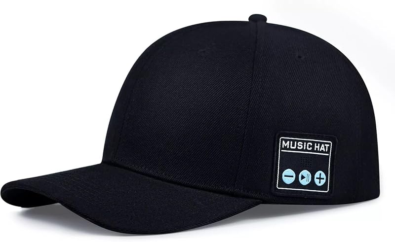 Bluetooth Music Cap, Sombrero de Altavoz Inalámbrico con 6h Tiempo de Juego y Diseño Lavable para Correr Al Aire Libre (Black)
