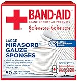 Band-Aid Brand Of First Aid Products Mirasorb Gauze Sponges For Cleaning Wounds, 4 Inches By 4 Inches, 50 Count