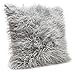 Chanasya Soft Shaggy Fuzzy Fur Long Mangolian Faux Fur Cozy Elegant Chic Decorative Gray Throw Pillow Cover Pillow Sham- Silver Gray 2-Pack Throw Pillowcase 18x18 Inches (Pillow Insert Not Included)